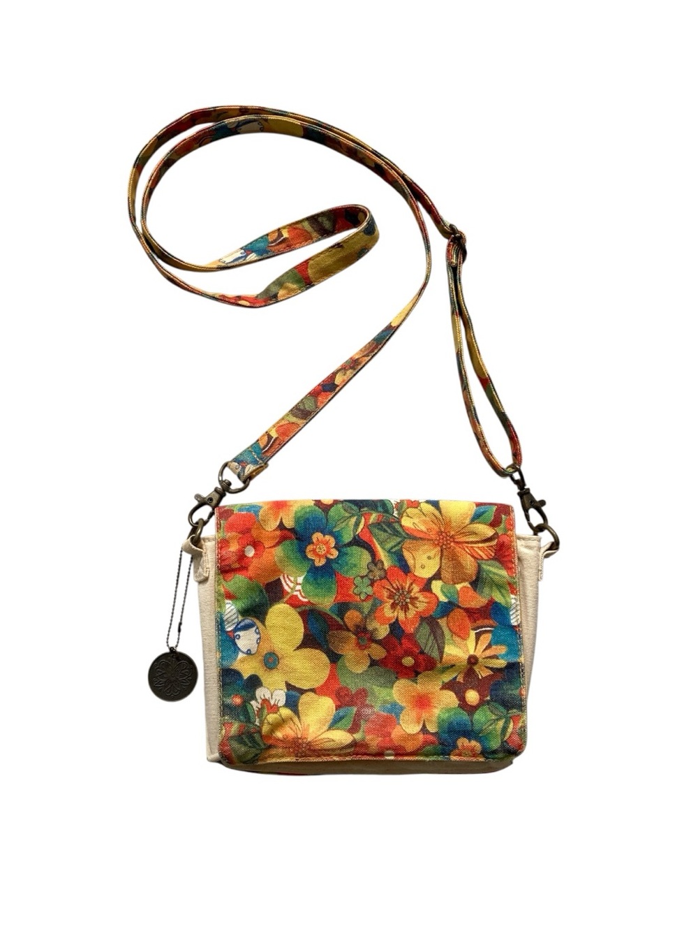 Vintage 2000s Japanese Canvas Flower Patterned Bag 💐